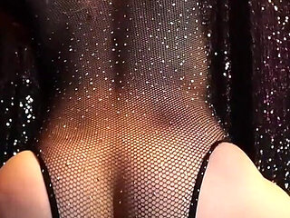 Rebecca Diamante Sexy Lingerie Fishnet Bodysuit and Sheer Hold-ups Ita