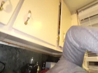 Ebony teen takes multiple big cocks in the kitchen