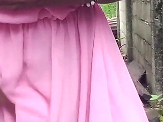 Teasing in a Pink Dress Squeezing My Boobs Fingering Rubbing My Wet Hairy Pussy