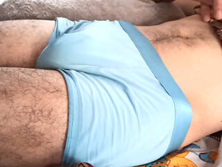 First time open my roommate underwear and handjob his cut monster cock