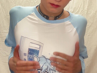Blue Femboy Having Fun with New Toy