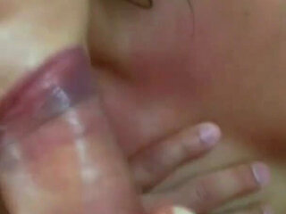 Lovely brunette gets cum in mouth after fucking passionately