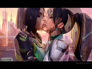 Sage x Viper Lesbian kissing (Valorant /AI generated)