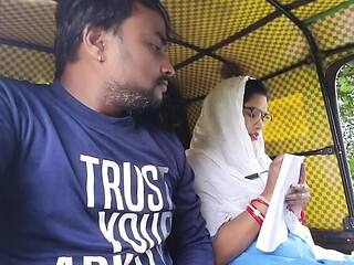 Sona Bhabhi Sucks My Big Dick Inside an Auto While I Masturbate - Indian Blowjob & Cumshot
