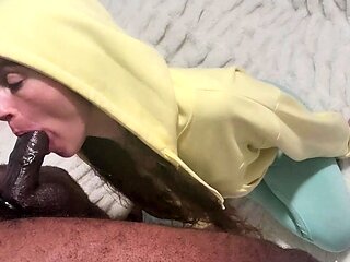 Brunette Slut Gives Blowjob To Big Cock Outdoors