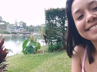 Naked traveler Latina gets fucked outdoors in Colombia