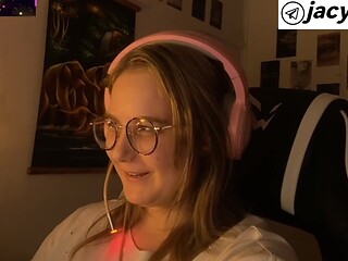 Cute blonde sucks and cums while you play with her big tits
