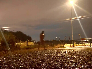 Couple of car pass as I'm naked in public