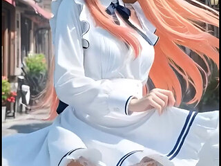 Marin Kitagawa Erotic Tease - Black Lingerie Sailor Uniform and Bikini