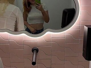 Me and My Step Daughter Pee in Public Toilet