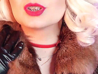 FUR FETISH video: beautiful Mistress tease and seduce. ASMR and JOI. Arya Grander.