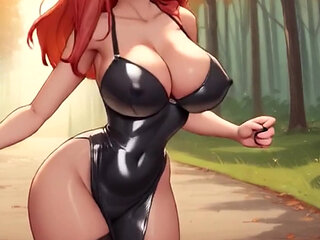 Sexy Big Tits Bouncing and Teasing! Latex Outfits Try on