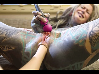 Vintage Van Fuck Inked Girl DESTROYS Her Ass with Massive Toy