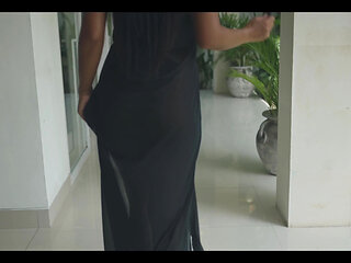 Asian MILF Masturbates by the Glass Dildo