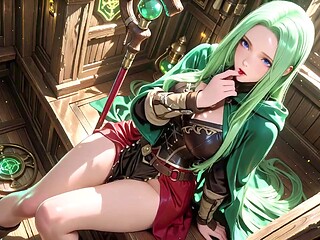 Gothic cathedral, sorceress, long legs
