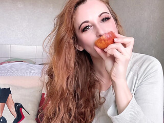 Yummy Orange Suck - Playful Tongue Tricks & Juicy Mess!