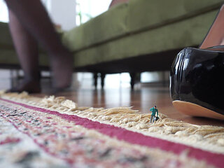 Giantess Plays Hide and Seek with Shrunken Colleagues