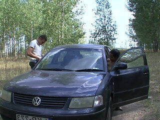 Mature Brunette Fucked Hard in Forest and Car