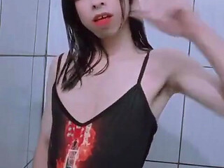 Carlezinha - Slut in a Swimsuit and Panties Tucked up Her Ass, Carla's Cock Squeezes and Moans Softly...