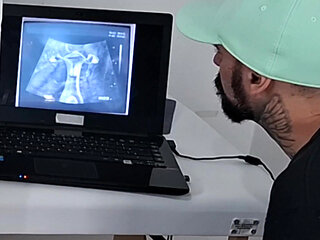 Gynecologist Performs Ultrasound Differently Next to the Cuckold