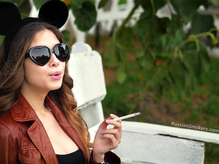 Sensual Russian Angel Smoking Cigarette in Sunlight