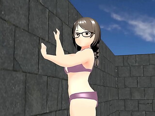 Kyo Animation plump girl playing tennis .tits