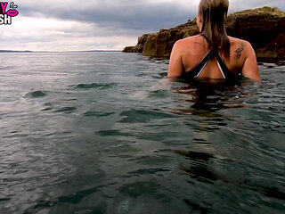 Erotic Underwater Swimsuit Strip: Tease to Nude in Sea