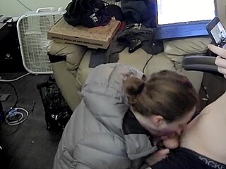 College loser covers model Heather Kane's jacket in cum