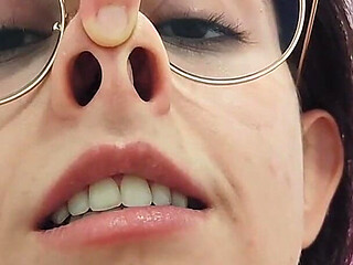 Nose Fetish Nostrils Pressing on My Nose Mouth Open Glasses