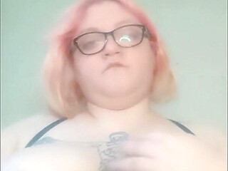 Amputated Fat BBW Playing with Her Huge Tits - Amateur Slow Motion