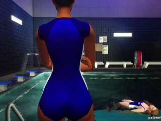 HOT BRUNETTE TEEN SLUT GAGGING ON HER COACH'_S BIG COCK  - SIMS 4 HENTAI (3D animation)