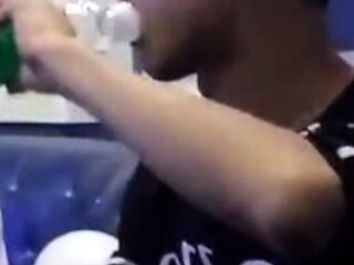 Close up POV of teen sucking cock