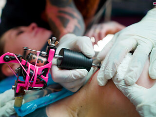 Inked Lovers Big Dick Foursome Merry's Tattooed Adventure