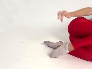 tight red leggings yoga legs