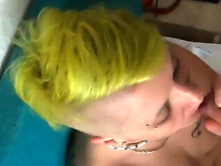 Afternoon blowjob in the bedroom with cum swallowing