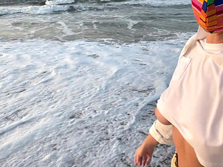 Blonde Amateur with Big Tits Is Walking Without a Bra