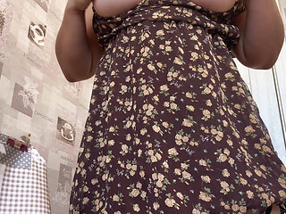 Step Sister Without Panties in Mini Dress