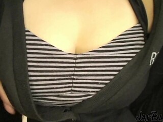 Japanese stepdaughter desires ejaculation on her breasts