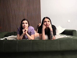Hot and sexy older girl watches intimate scene with young Russian teens