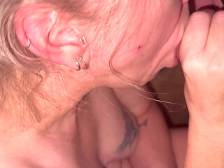 Real amateur wife gives blowjob and takes huge load in mouth - homemade