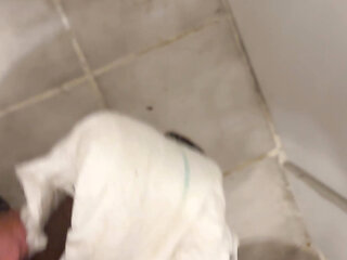 Jerking and cumming into small diaper