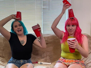 Bea and Lizzy go head to head, stacking cups and stripping