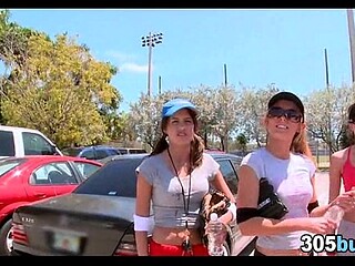 Teeny amateur babe gives sloppy public blowjob