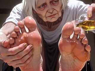87 Year Old Granny Sensual Foot Oil Massage - Gorgeous Feet & Nails