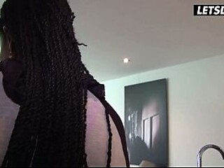 Slim and curvy ebony Latina MILF teases his cock on the street before