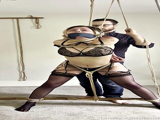 Blonde Hentai Vixen Bound in Lingerie Many Times