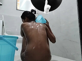 ITLE: Cute baby plays in the bathroom