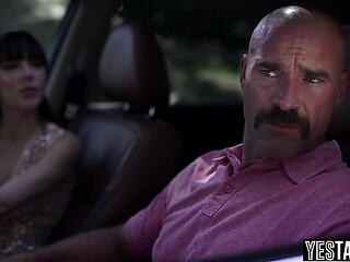 Stepson's GF gets pounded by big cock stepdad in the car