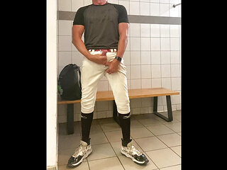 Baseball Geared up JockDad87 Shoots a Load in the Locker Room