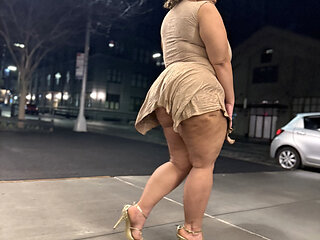 Boricua Mami Thick Legs Fat Ass Big Booty BBW Angie Love LookALike Femdom Candid Walking With A Switch High Heels